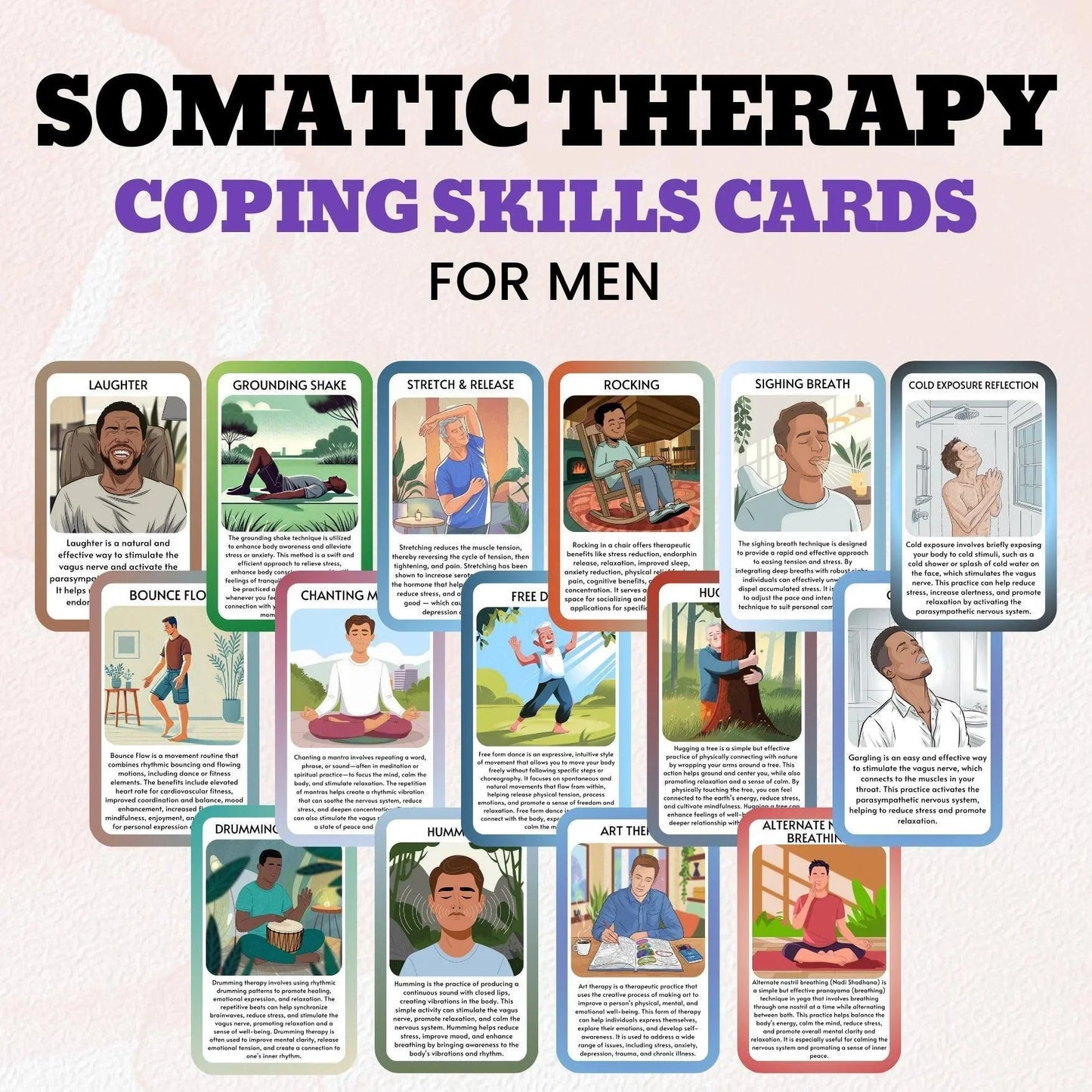 Somatic Therapy Coping Skill Cards For Men - HoriaKadi