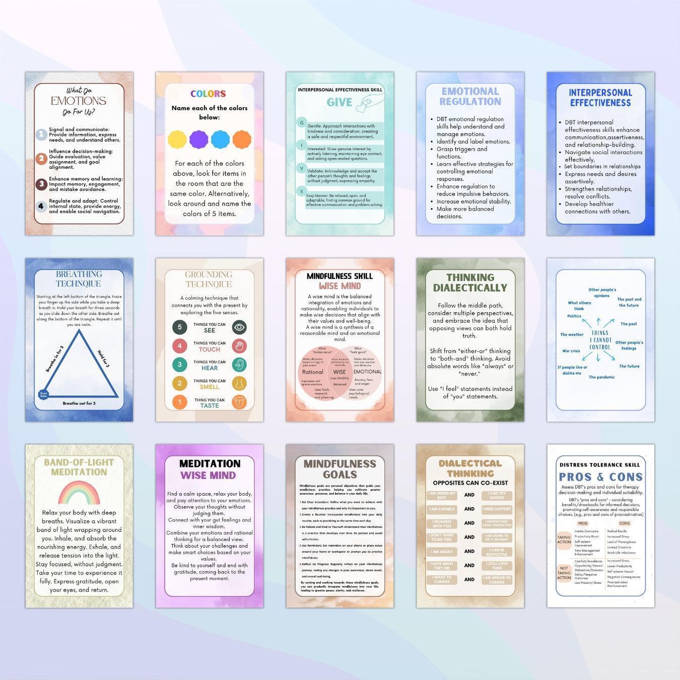 DBT coping skills & Affirmations Flash cards - HoriaKadi