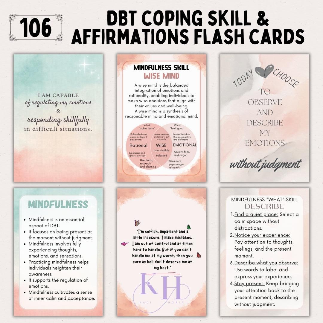 DBT coping skills & Affirmations Flash cards (PDF) - HoriaKadi