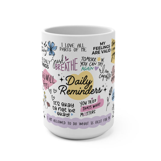 Mental Health Daily Affirmations Mug – 15oz Glass Cup