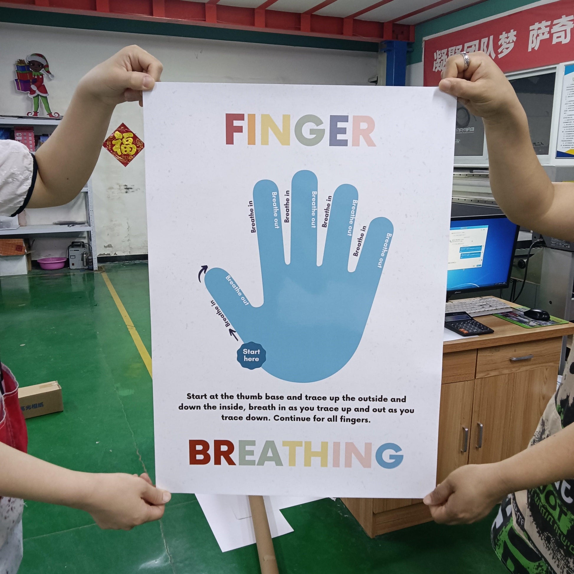 5 Finger Tracing Breathing Exercise Poster Sign - HoriaKadi