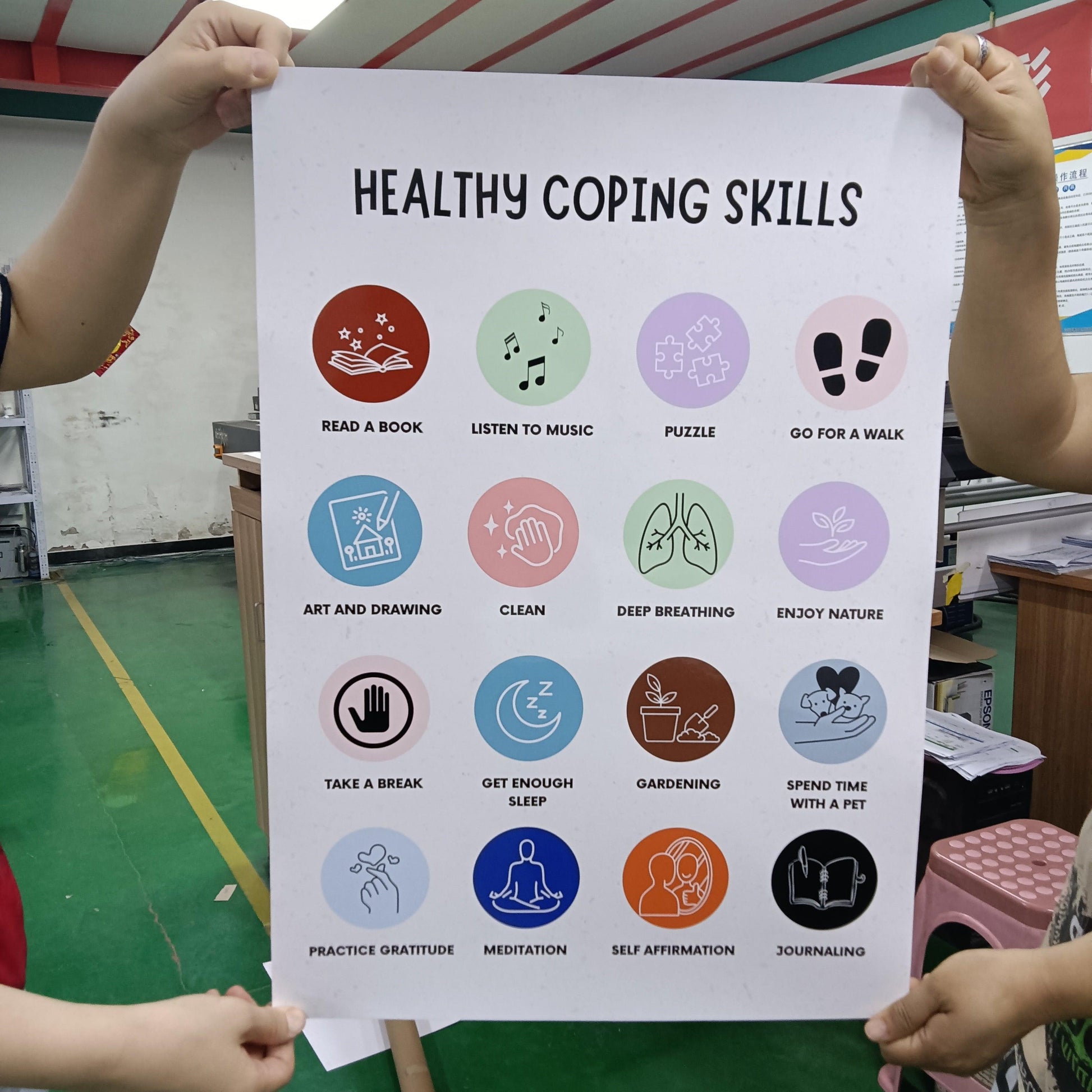 Healthy Coping Skills Poster Sign - HoriaKadi